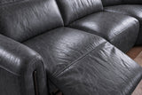Octavia Distressed Italian Aniline Leather Reclining Corner Sectional Sofa