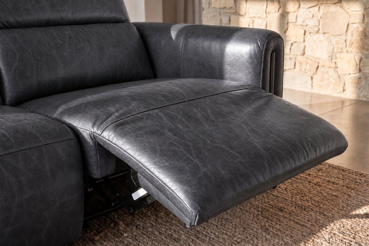 Octavia Distressed Italian Aniline Leather Reclining Corner Sectional Sofa