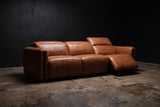 Octavia Distressed Italian Aniline Leather Dual Reclining Sofa