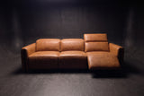 Octavia Distressed Italian Aniline Leather Dual Reclining Sofa