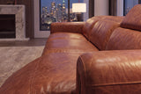 Octavia Distressed Italian Aniline Leather Dual Reclining Sofa