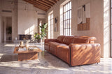 Octavia Distressed Italian Aniline Leather Dual Reclining Sofa