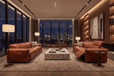 Octavia Distressed Italian Aniline Leather Dual Reclining Sofa