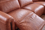 Octavia Distressed Italian Aniline Leather Dual Reclining Sofa