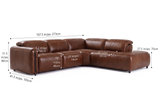 Octavia Distressed Italian Aniline Leather Reclining Corner Sectional Sofa