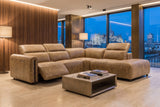 Octavia Distressed Italian Aniline Leather Reclining Corner Sectional Sofa