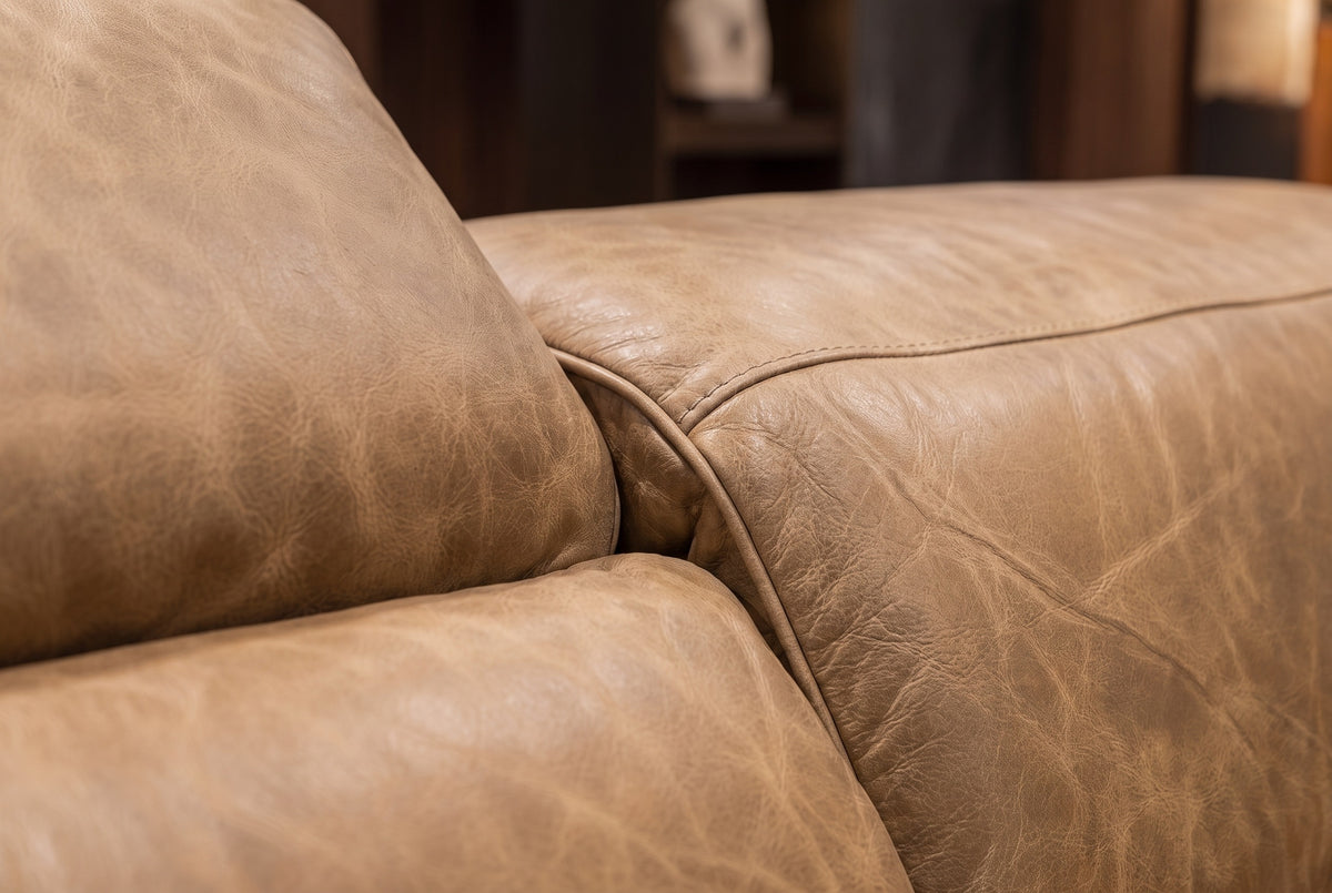 Octavia Distressed Italian Aniline Leather Reclining Corner Sectional Sofa