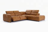 Octavia Distressed Italian Aniline Leather Reclining Corner Sectional Sofa