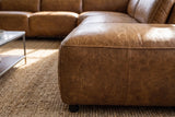 Octavia Distressed Italian Aniline Leather Reclining Corner Sectional Sofa