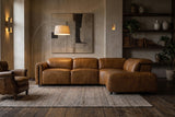 Octavia Distressed Italian Aniline Leather Reclining Corner Sectional Sofa