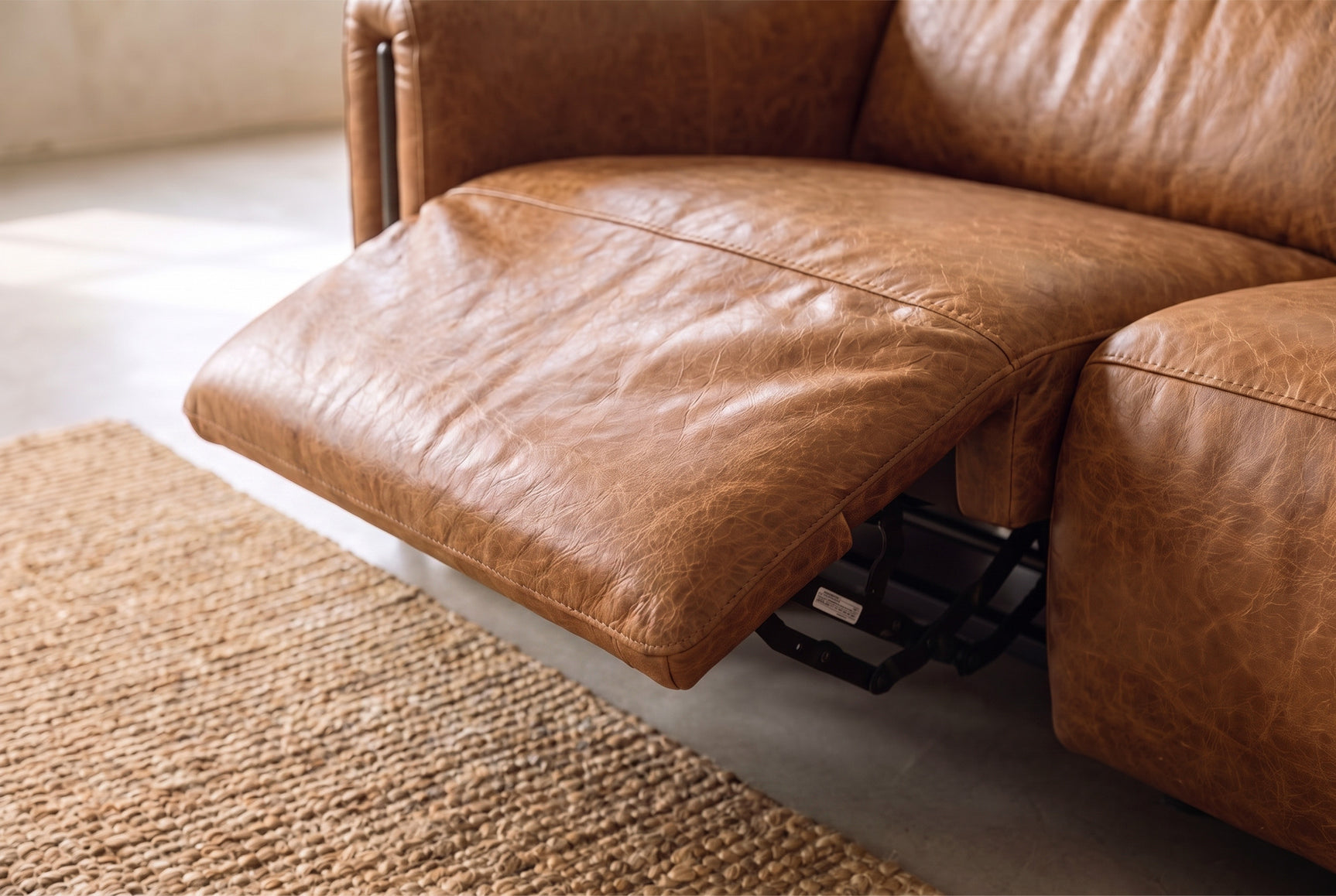 Octavia Distressed Italian Aniline Leather Reclining Corner Sectional Sofa