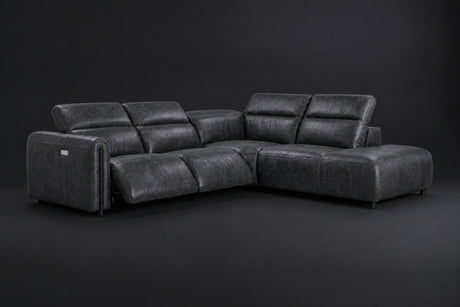 Octavia Distressed Italian Aniline Leather Reclining Corner Sectional Sofa