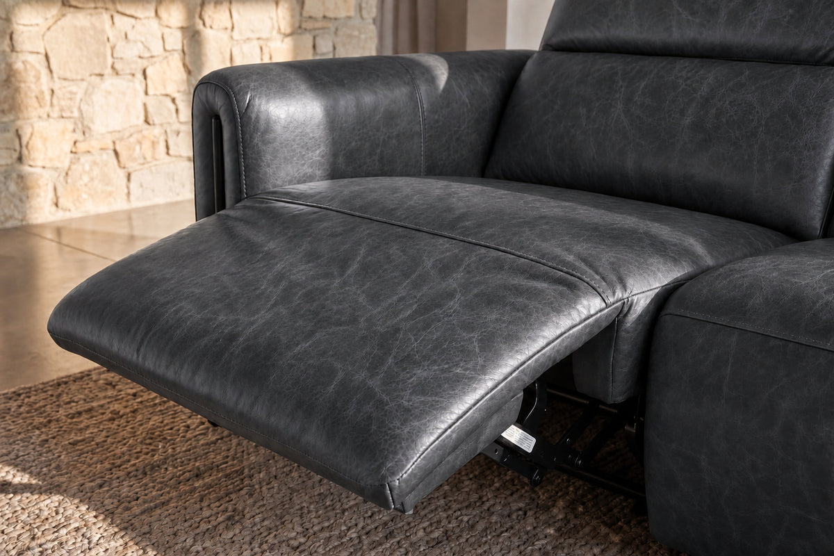 Octavia Distressed Italian Aniline Leather Reclining Corner Sectional Sofa