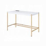 Lunar Elegant Multi-Purpose Desk w/USB Port - White/Gold