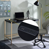 Lunar Elegant Multi-Purpose Desk w/USB Port - Black/Gold
