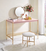 Lunar Elegant Multi-Purpose Desk w/USB Port - Pink/Gold
