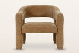 Opi accent chair in Chai, straight front view on a warm white studio backdrop: the arms dropping straight into thick legs