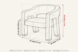 Opi dimensions on a pencil sketch of the chair: 32 in wide, 30 in deep, 28 in high, seat height 17 in