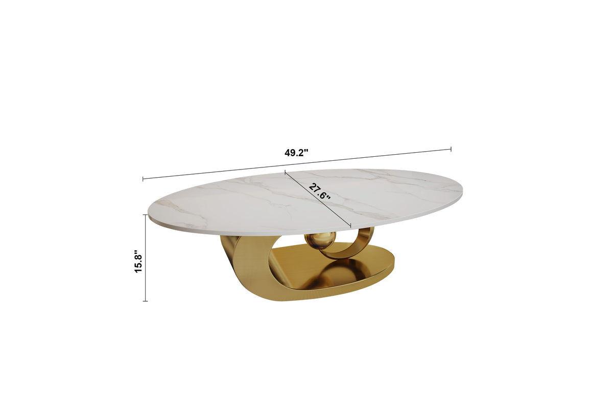 Oriana coffee table dimensions: 49.2 in long, 27.6 in wide, 15.8 in high