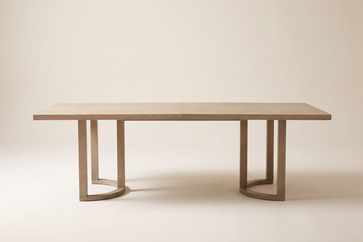 Side view of the Orvieto dining table showing both trestle bases