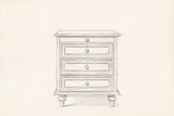 Pencil drawing of the Osimo nightstand traced from the front view