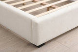 Close-up of the Otranto foot corner: the wide chenille rim, its end block and a black block foot on an oak floor