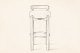 Pencil drawing of the Otricoli bar stool, front view
