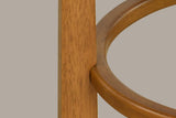Close-up of an Otricoli square rubberwood leg and the round wooden footring joined to it