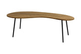 Ottilie honey mango wood coffee table, front angle showing the curved top and splayed legs