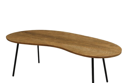 Ottilie Mango Wood Kidney Coffee Table with Iron Legs - Warm Mango Wood Grain