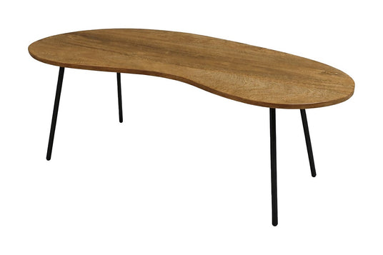 Ottilie Mango Wood Kidney Coffee Table with Iron Legs - Sized for the Sofa