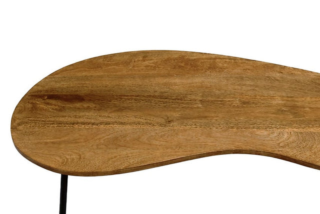 Ottilie Mango Wood Kidney Coffee Table with Iron Legs - Solid Mango Wood Top