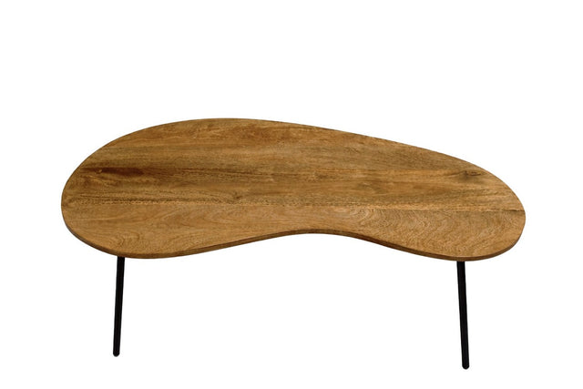 Ottilie Mango Wood Kidney Coffee Table with Iron Legs - Organic Kidney Shape