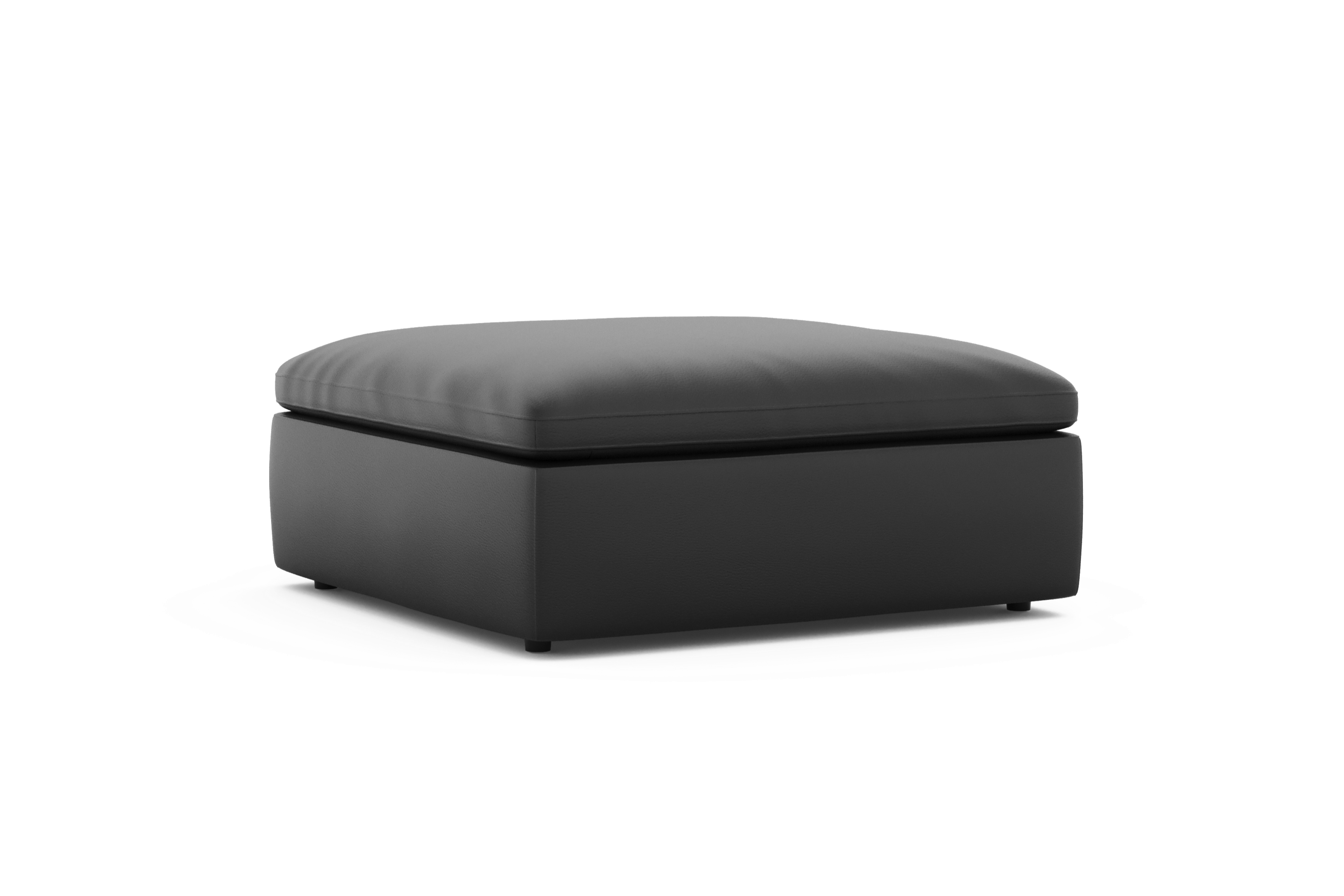 Valencia Isola Cloud Top Grain Leather Theater Lounge Modular Sofa Ottoman, Black Color