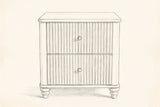 Pencil drawing of the Palestrina nightstand traced from the front view