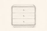 Pencil drawing of the Parma nightstand, front view