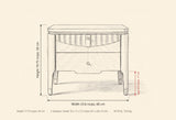 Pavia nightstand dimensions: 23.6 in wide, 19.75 in high, 17.75 in deep, legs 6.8 in, 2 drawers