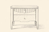 Pencil drawing of the Pavia nightstand traced from the front view