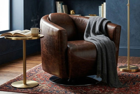 Percival Leather Swivel Chair