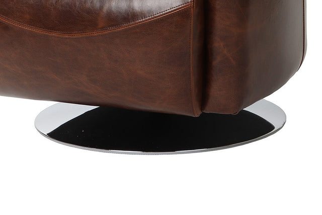 Percival Bi-Cast Leather Swivel Club Chair - Smooth 360° Swivel
