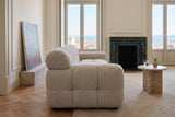 Pergola sofa in Beige seen from its end in a Lisbon apartment, white plaster mouldings