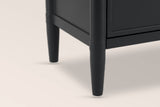 Close-up of a Pescara front leg in Black: the round corner post with its band joint