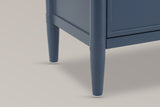Close-up of a Pescara front leg in Navy Blue: the round corner post with its band joint