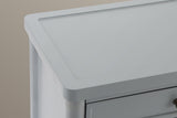 Close-up of the Pescara top corner in Slate Gray: the raised rim and rounded corner of the tray top