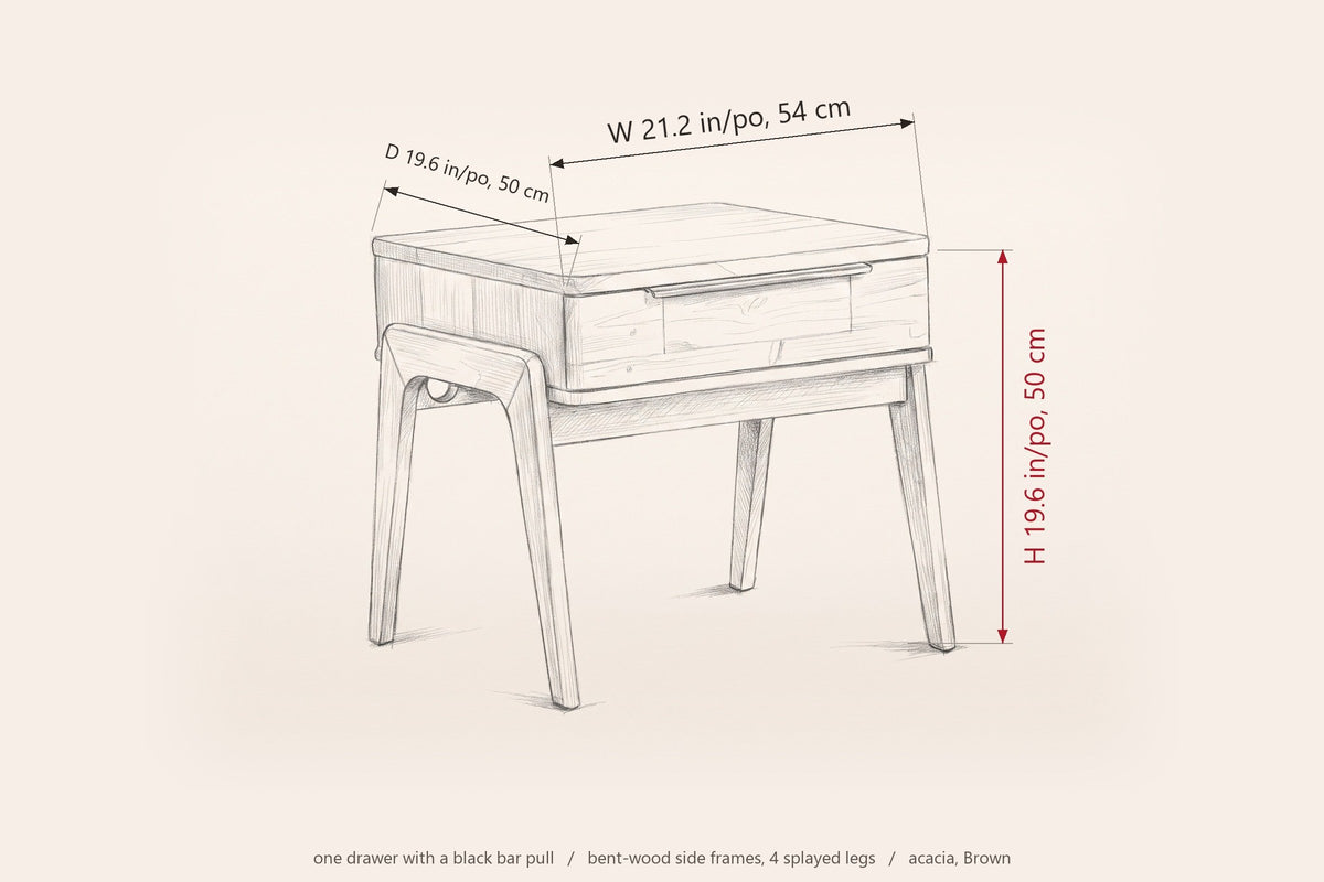 Pescasseroli end table dimensions: 21.2 in wide, 19.6 in deep, 19.6 in high