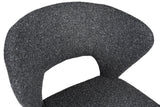 Close-up of the Petralia back in Dark Grey: the curved shell, its open window and the textured fabric