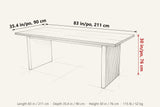 Pettorano dimensions on a pencil sketch of the table: 83 in long, 35.4 in deep, 30 in high