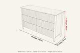 Pettorano dimensions on a pencil sketch of the dresser: 59 in wide, 17 in deep, 33.8 in high