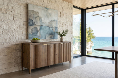 Pettorano Reeded Reclaimed Pine 3-Door Sideboard