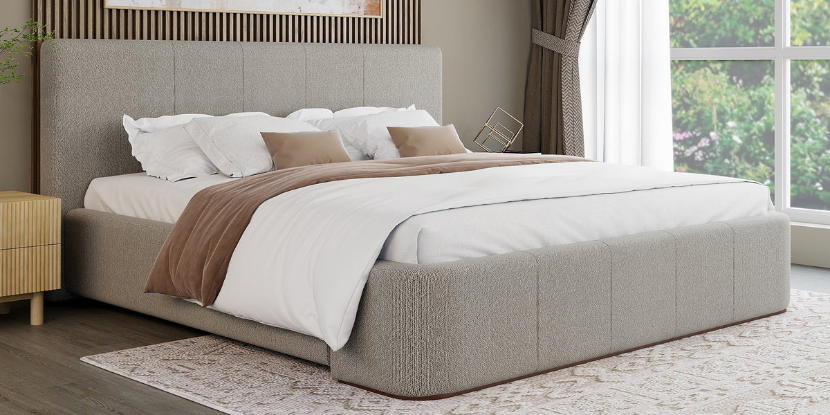 Pierce Textured Fabric Upholstered Platform Bed